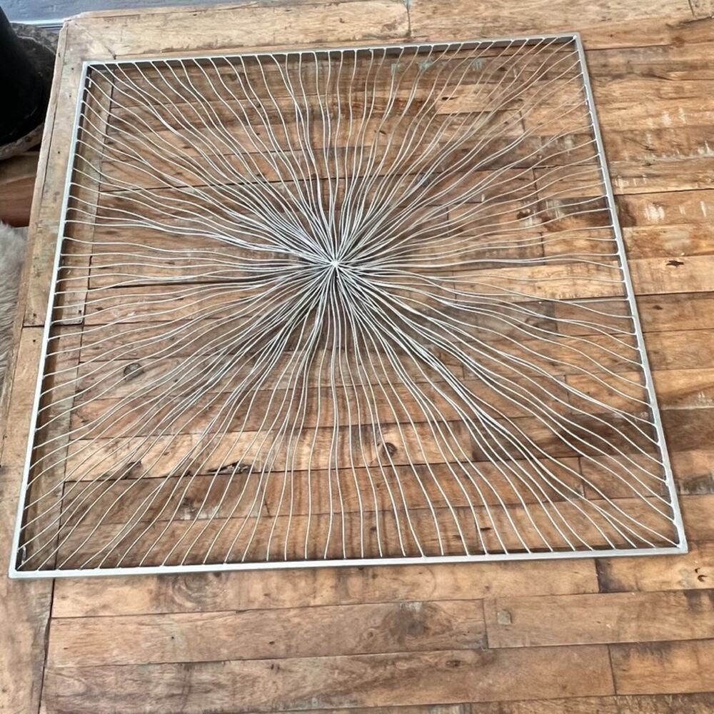 Silver Abstract Wall Art Hanging 28 x 28" Metal Burst Flower